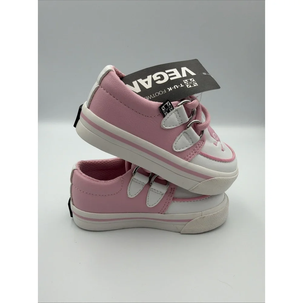 T.U.K‎ Pink & White Girls TukSkin Vegan Pirate Creeper Toddler Size 5 Sneaker